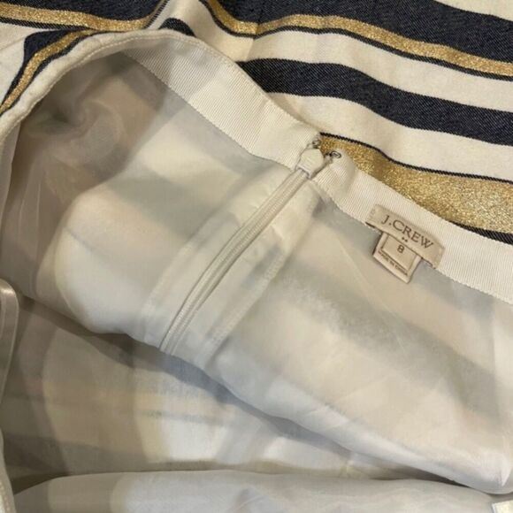 J.Crew Women's Gold and Blue Stripe Mini Skirt Size 8 - Picture 6 of 8